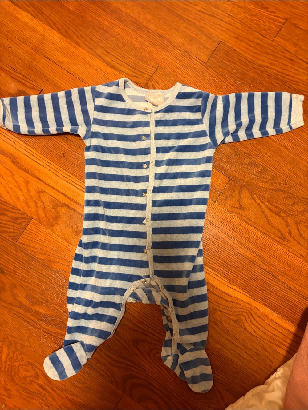 Coccoli Blue and White Striped Footed One-Piece